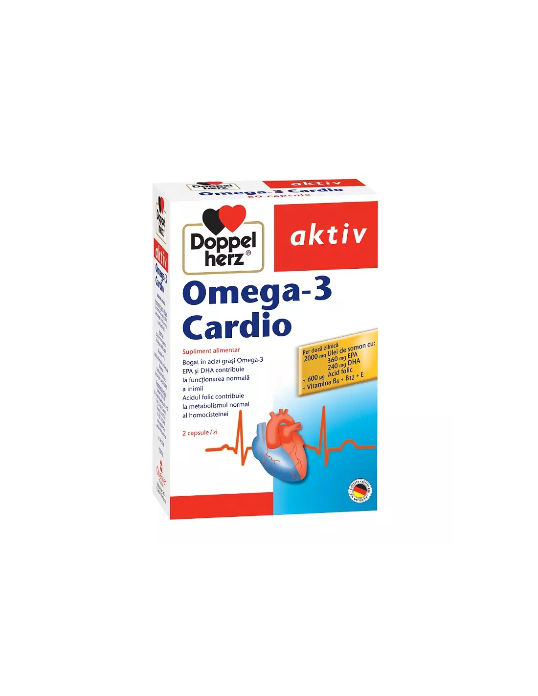 Omega-3 Cardio pentru inima, 60 capsule, Doppelherz -  AFECTIUNI-CARDIOVASCULARE - DOPPELHERZ