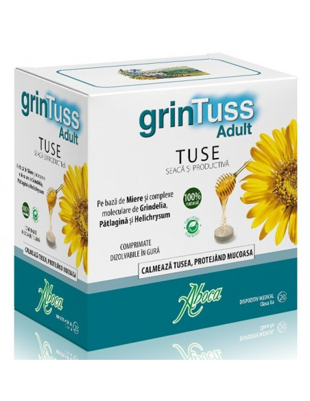GrinTuss Adult pentru tuse seaca si productiva, 20 comprimate, Aboca - TUSE-GRIPA  - ABOCA