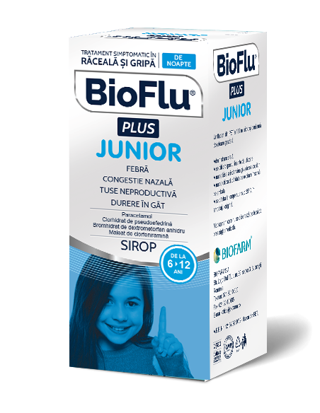 Bioflu Plus Junior sirop, 100 ml, Biofarm - TUSE-GRIPA - BIOFARM