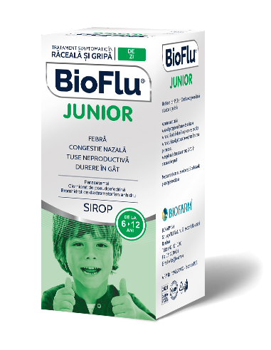Bioflu Junior 160mg/5ml-sirop, 100ml, Biofarm - RACEALA-GRIPA - BIOFARM