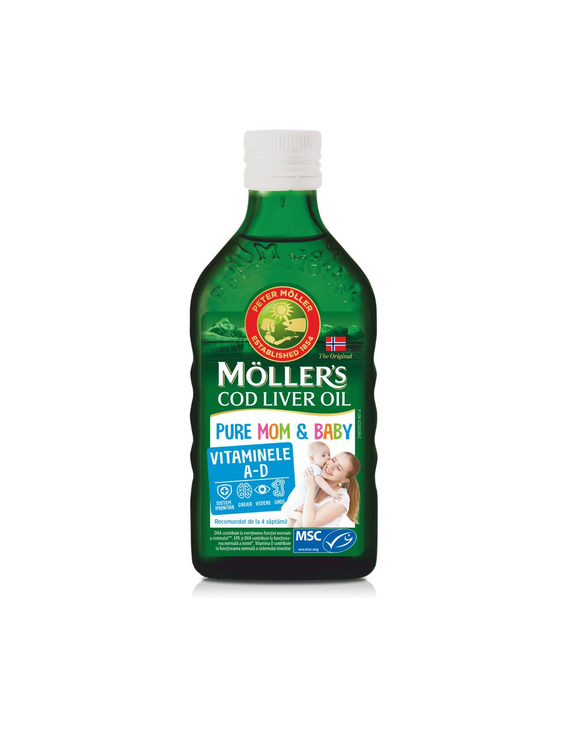 Moller's Ulei din ficat de cod Pure Mom&Baby 250ml - MEMORIE-SI-CONCENTRARE  - MOLLER'S