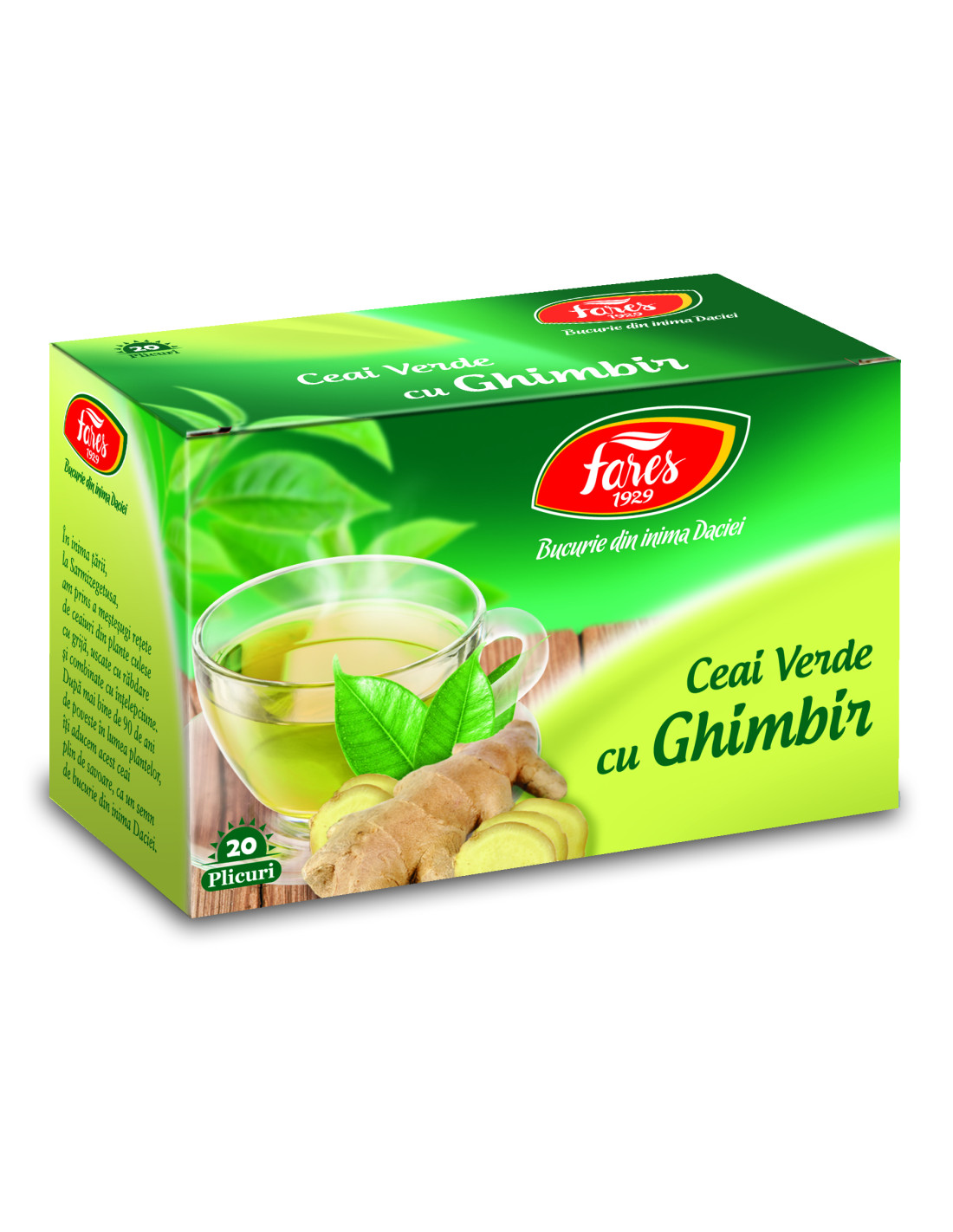 Ceai verde cu ghimbir, 20 plicuri, Fares - UZ-GENERAL - FARES