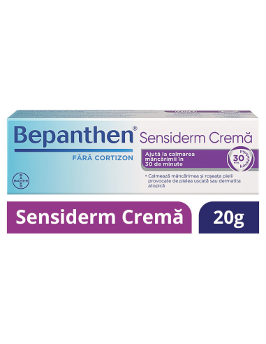 Bepanthen Sensiderm Crema 20 gr, calmeaza mancarimea si roseata pielii  provocate de iritatii, Bayer - TRATAMENTE - BAYER