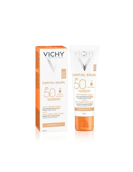 Crema colorata anti-pete pigmentare cu protectie solara SPF 50+ pentru fata  Capital Soleil, 50ml, Vichy - PETE-PIGMENTARE - VICHY