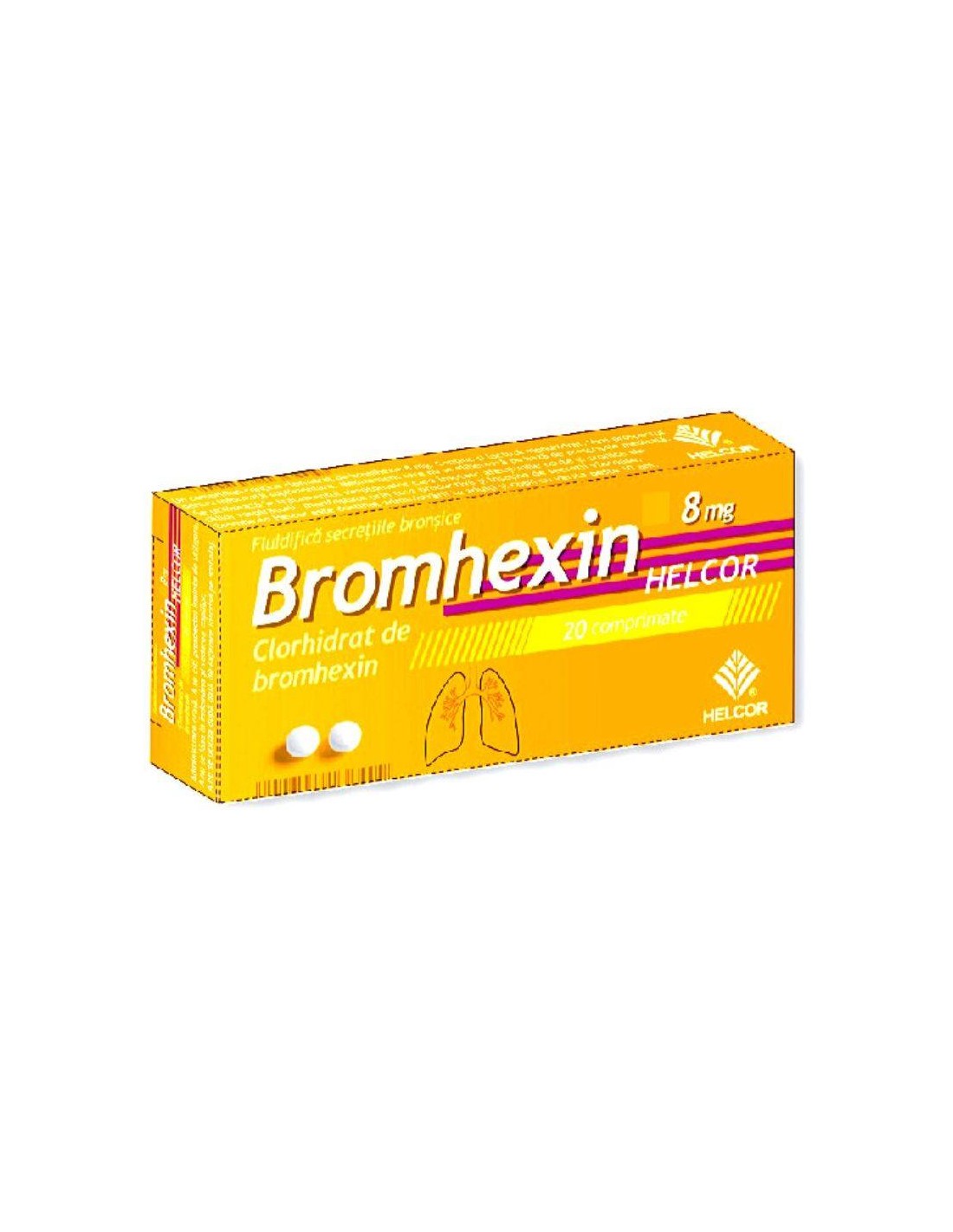 Bromhexin 8 mg, 20 comprimate, Helcor - TUSE-CU-SECRETII - AC HELCOR PHARMA  SRL