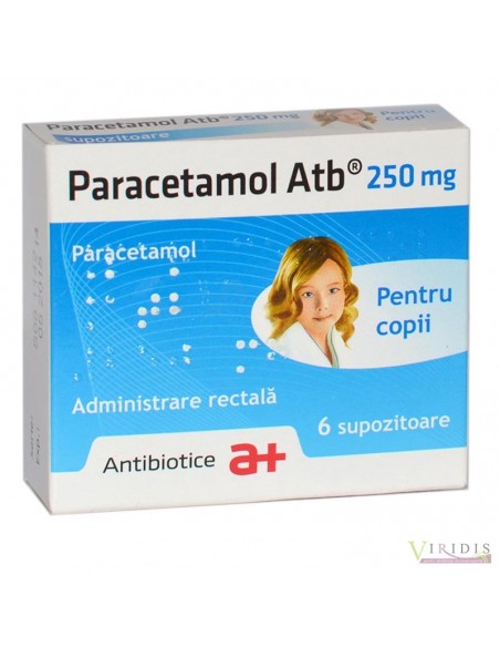 Paracetamol, 250 mg, 6 supozitoare, Antibiotice SA - DURERE-SI-FEBRA -  ANTIBIOTICE