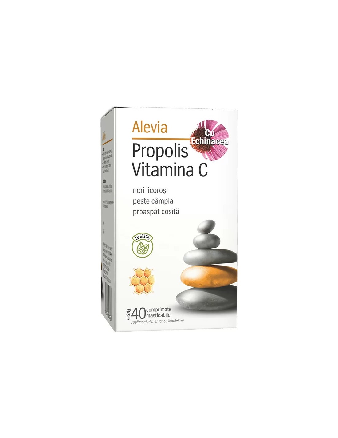 Propolis Vitamina C cu Echinacea si Stevie, 40 comprimate masticabile,  Alevia - IMUNITATE - ALEVIA