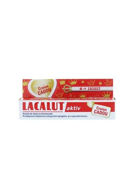 Lacalut Aktiv Pasta de dinti 75 ml + Creion cu coroana Cadou - PARODONTOZA  - LACALUT
